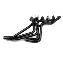 Load image into Gallery viewer, 6 Cylinder single header with midnight black coating applied, side view