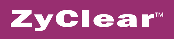 ZyClear logo in white against a purple background